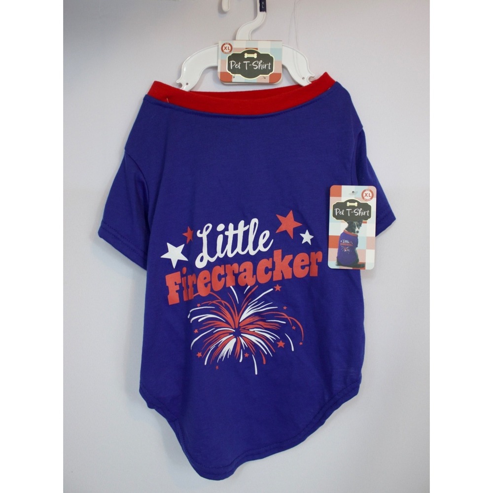 WOOF Little Firecracker Dog Tee Shirt 4th of July Size XL New with Tags